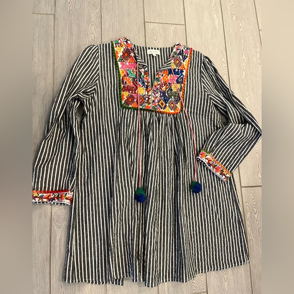 Velzera Embroidered Stripe Top /Dress - Picture 3 of 14
